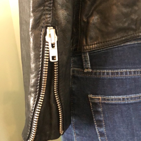 MADEWELL BLACK LEATHER MOTO ZIPPERS JACKET COLLARLESS SIZE XS - Picture 7 of 15